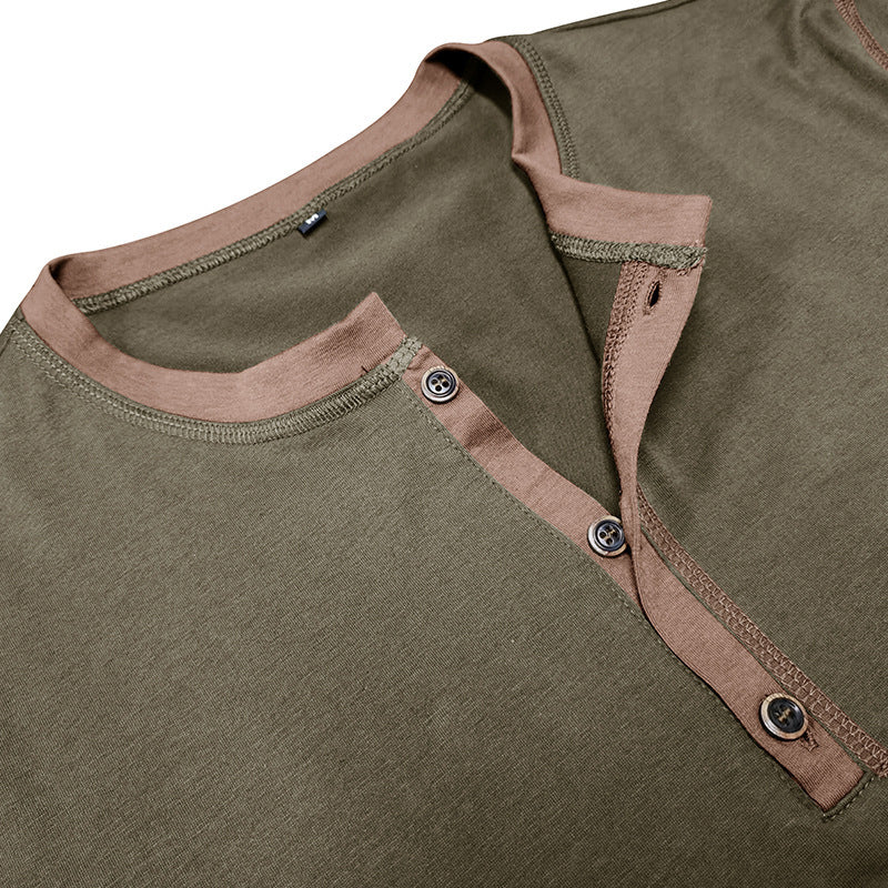 Men's Summer Button Up V-neck Polo Shirt T-shirt