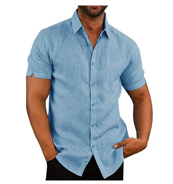 Men Short Sleeve Button Up