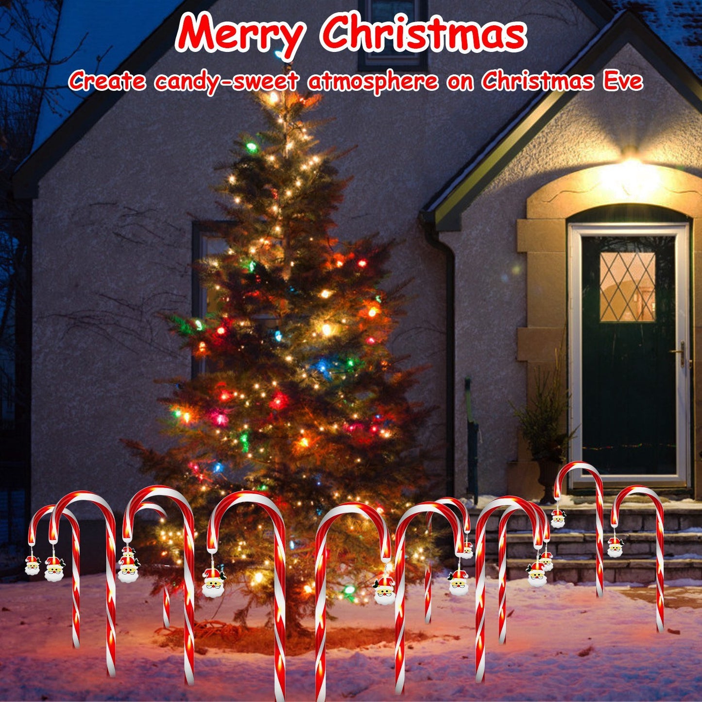 Solar Candy Cane Lights Set – 12 Candies, 72 LEDs, 8 Modes, Timer, Waterproof Pathway Christmas Decor.