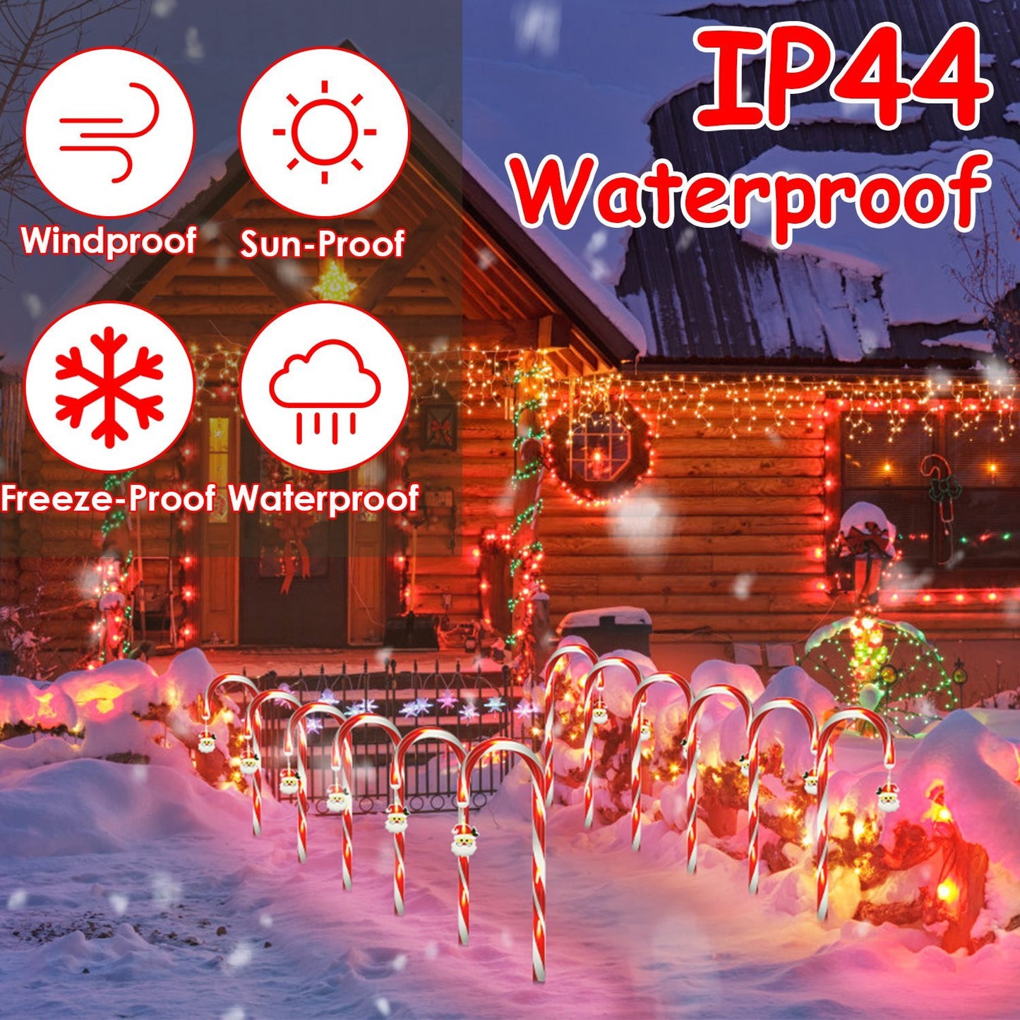 Solar Candy Cane Lights Set – 12 Candies, 72 LEDs, 8 Modes, Timer, Waterproof Pathway Christmas Decor.