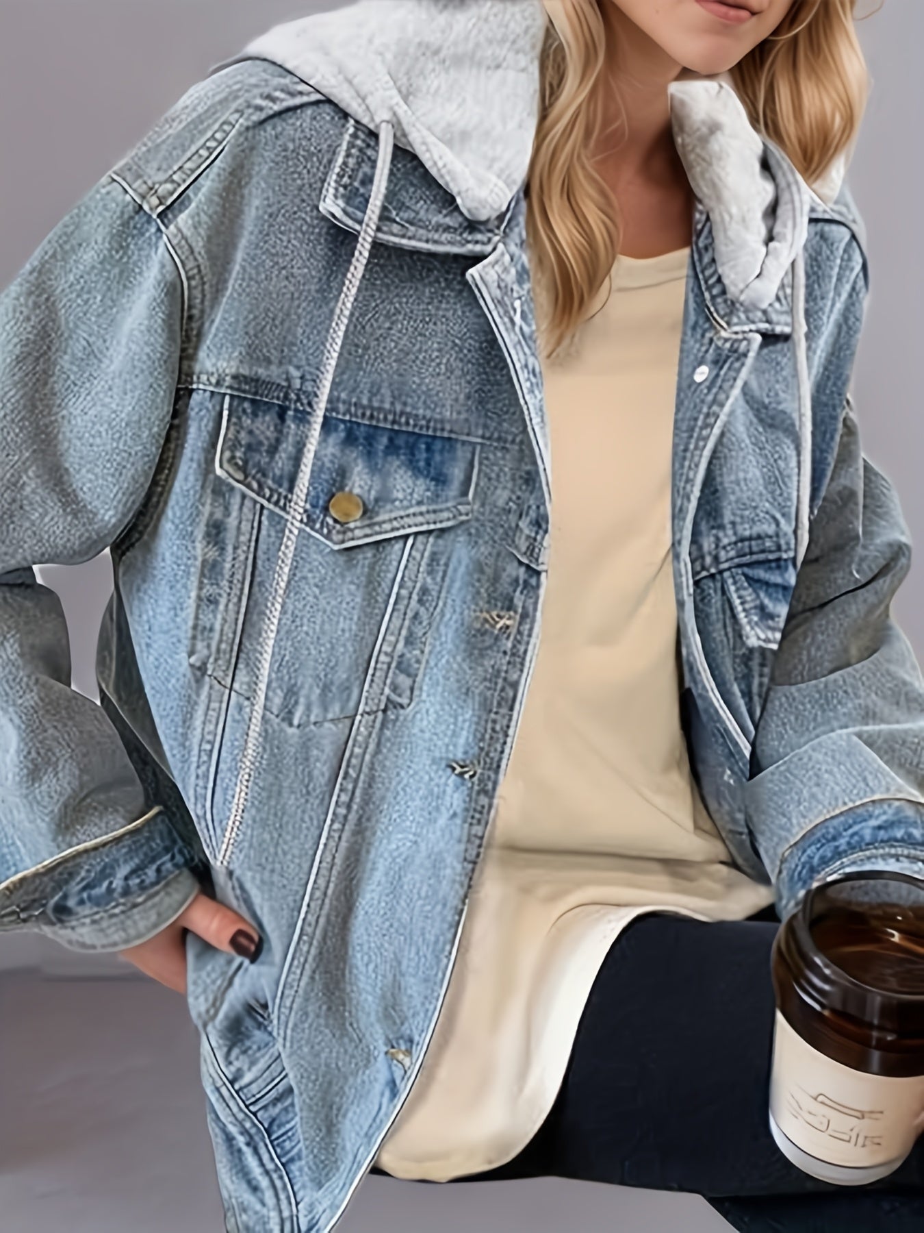 Women's Oversized Hooded Denim Jacket