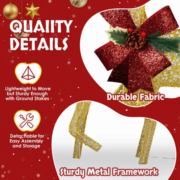 3-Piece Lighted Reindeer Set – 200 Warm LEDs, Weatherproof with Stakes, Outdoor Golden Christmas Decor.