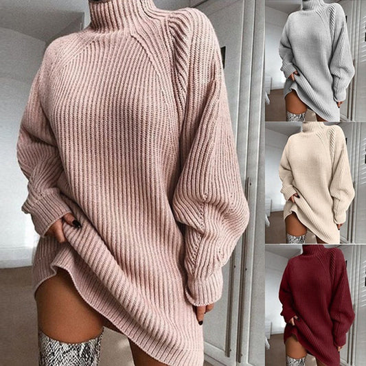 Women's Solid Turtleneck Long Sweater