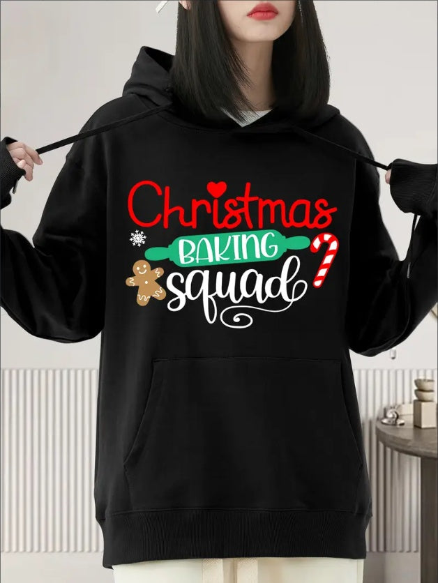 Christmas Baking Squad Hoodie – Relaxed Fit, Cozy & Stylish for Fall/Winter Casual Wear.