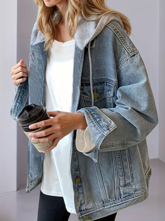 Women's Oversized Hooded Denim Jacket