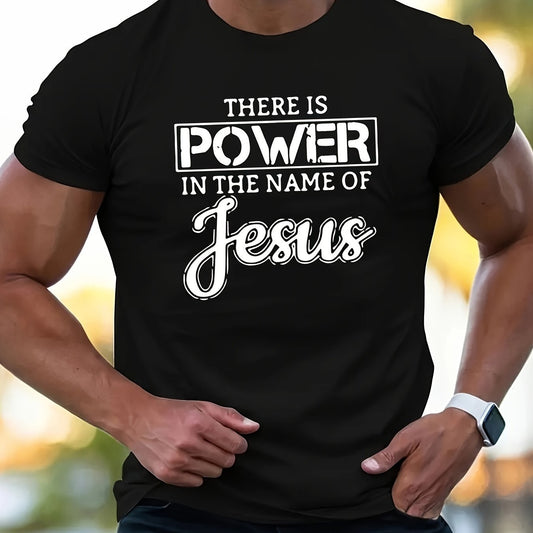 "In The Name of Jesus" Men's T-Shirt – Casual, Lightweight, Comfortable & Breathable Summer Wear.