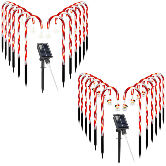 Solar Candy Cane Lights Set – 12 Candies, 72 LEDs, 8 Modes, Timer, Waterproof Pathway Christmas Decor.